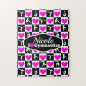 ピンクと黒の体操パーソナライズされたデザイン ジグソーパズル (縦)