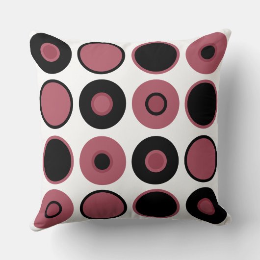 ピンクと黒の円 クッション (裏面)