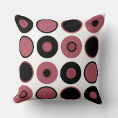 ピンクと黒の円 クッション (正面)