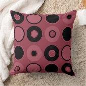 ピンクと黒の円 クッション (ブランケット)