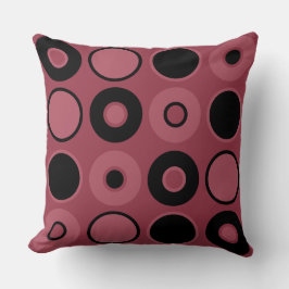 ピンクと黒の円 クッション