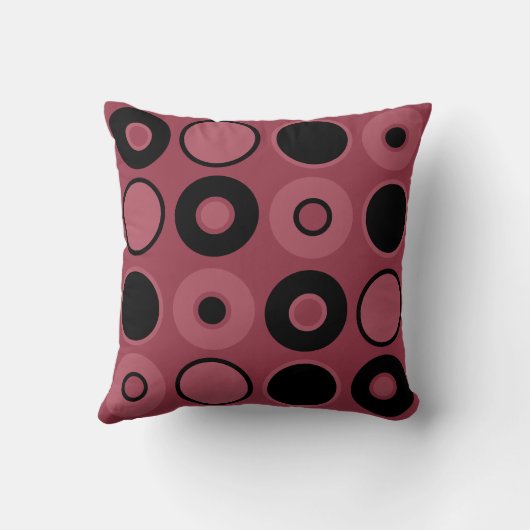 ピンクと黒の円 クッション (裏面)