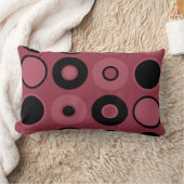 ピンクと黒の円 ランバークッション (ブランケット)