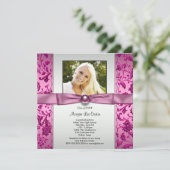 ピンクと黒の写真卒業 招待状 (スタンド正面)