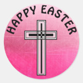 ピンクと黒の十字宗教のシール ラウンドシール (正面)