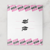 ピンクと黒の卒業キャップ折り畳みラベル、食品または プレイスカード (外部開封)