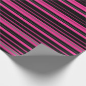 ピンクと黒の塗りつぶし線 ラッピングペーパー (角)