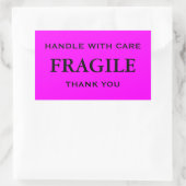 ピンクと黒の壊れやすい取っ気に手ありがとう。 長方形シール (バッグ)