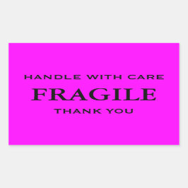 ピンクと黒の壊れやすい取っ気に手ありがとう。 長方形シール