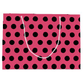 ピンクと黒の大きい中水玉模様パーティー ラージペーパーバッグ (裏面)