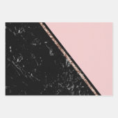 ピンクと黒の大理石のテクスチャお祝い ラッピングペーパーシート (正面3)
