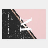 ピンクと黒の大理石のテクスチャお祝い ラッピングペーパーシート (正面2)