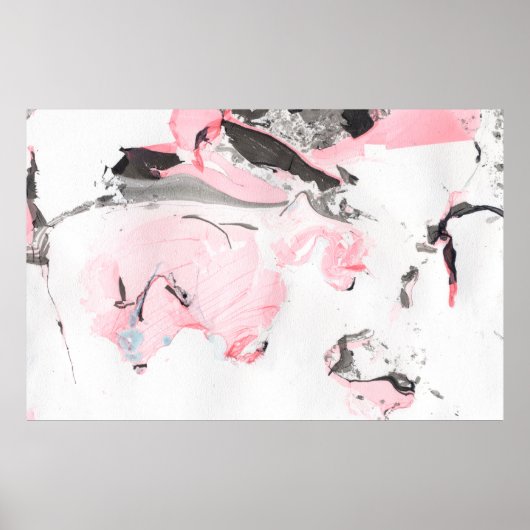 ピンクと黒の大理石のテクスチャ手書き ポスター (正面)
