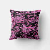 ピンクと黒の大理石の妖精の花のスローのクッション。 クッション (裏面)