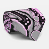 ピンクと黒の大理石の流体アートセモダンル ネクタイ (ロール)