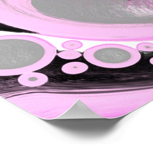 ピンクと黒の大理石の流体アートセモダンル ポスター (角)