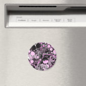 ピンクと黒の大理石の流体アートセモダンル マグネット (インサイチュ (食洗機))