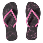 ピンクと黒の大理石の渦巻き抽象芸術 ビーチサンダル (ソール)