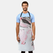 ピンクと黒の大理石テクスチャ。手書き エプロン (着用した状態)