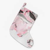 ピンクと黒の大理石テクスチャ。手書き スモールクリスマスストッキング (正面 (吊り時))
