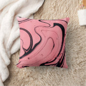 ピンクと黒の大理石テクスチャ。手絵を描 クッション (ブランケット)