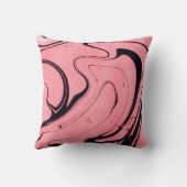 ピンクと黒の大理石テクスチャ。手絵を描 クッション (裏面)
