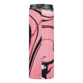 ピンクと黒の大理石テクスチャ。手絵を描 タンブラー (裏面)