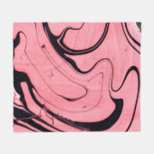 ピンクと黒の大理石テクスチャ。手絵を描 フリースブランケット (正面(横))