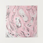 ピンクと黒の大理石テクスチャ。抽象芸術モダンバック タペストリー (正面(横))