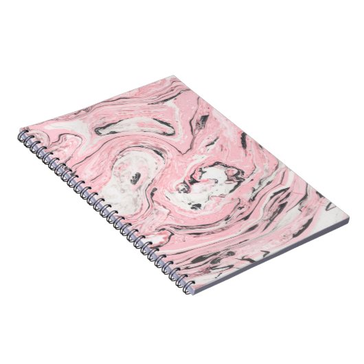 ピンクと黒の大理石テクスチャ。抽象芸術モダンバック ノートブック (右側)
