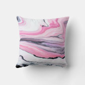 ピンクと黒の大理石モノグラムパターン（の模様が）ある枕 クッション (裏面)