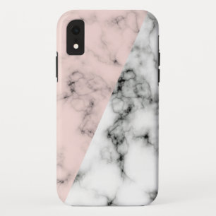 ピンクと黒の大理石ルックスタイルiPhoneケース iPhone XRケース
