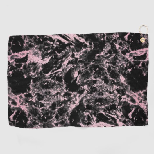 ピンクと黒の大理石 ゴルフタオル (横)