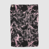 ピンクと黒の大理石 ゴルフタオル (正面)