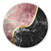 ピンクと黒の大理石 セラミックノブ (正面)