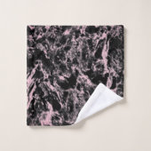 ピンクと黒の大理石 バスタオルセット (ウォッシュタオル)