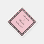 ピンクと黒の幾何学的パターン スタンダードカクテルナプキン (角)