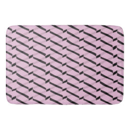 ピンクと黒の幾何学的パターン バスマット