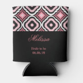 ピンクと黒の幾何学的パターン 缶クーラー (正面)