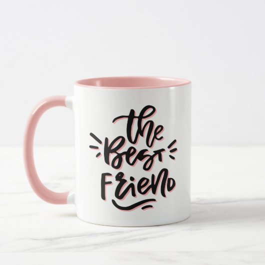 ピンクと黒の手が友達のマ最高のグをレタ マグカップ (左)