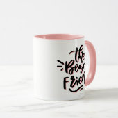 ピンクと黒の手が友達のマ最高のグをレタ マグカップ (正面右)