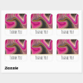 ピンクと黒の抽象芸術と金ゴールド渦巻きありがとう スクエアシール (シート)