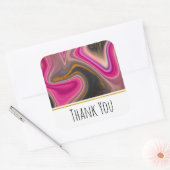 ピンクと黒の抽象芸術と金ゴールド渦巻きありがとう スクエアシール (封筒)