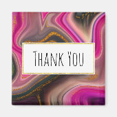 ピンクと黒の抽象芸術と金ゴールド渦巻きありがとう マグネット (正面)