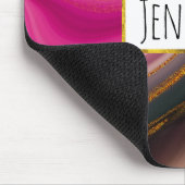 ピンクと黒の抽象芸術と金ゴールド渦巻きマウスPa マウスパッド (コーナー)