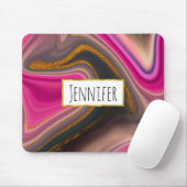 ピンクと黒の抽象芸術と金ゴールド渦巻きマウスPa マウスパッド (マウス)