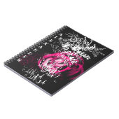 ピンクと黒の文字ノーピース通りグラフィティ ノートブック (左側)