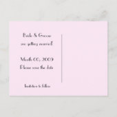 ピンクと黒の日付を保存フォトポストカード 案内ポストカード (裏面)