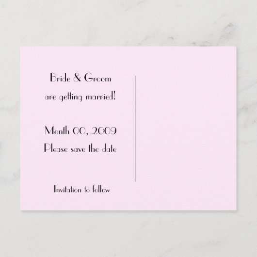 ピンクと黒の日付を保存フォトポストカード 案内ポストカード (裏面)