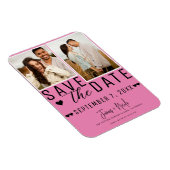 ピンクと黒の日付を保存2写真結婚の マグネット (右側)